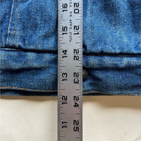 Vintage 80s lined denim vest, dark denim, fuzzy Sherpa lining, used gd condition - Picture 10 of 10